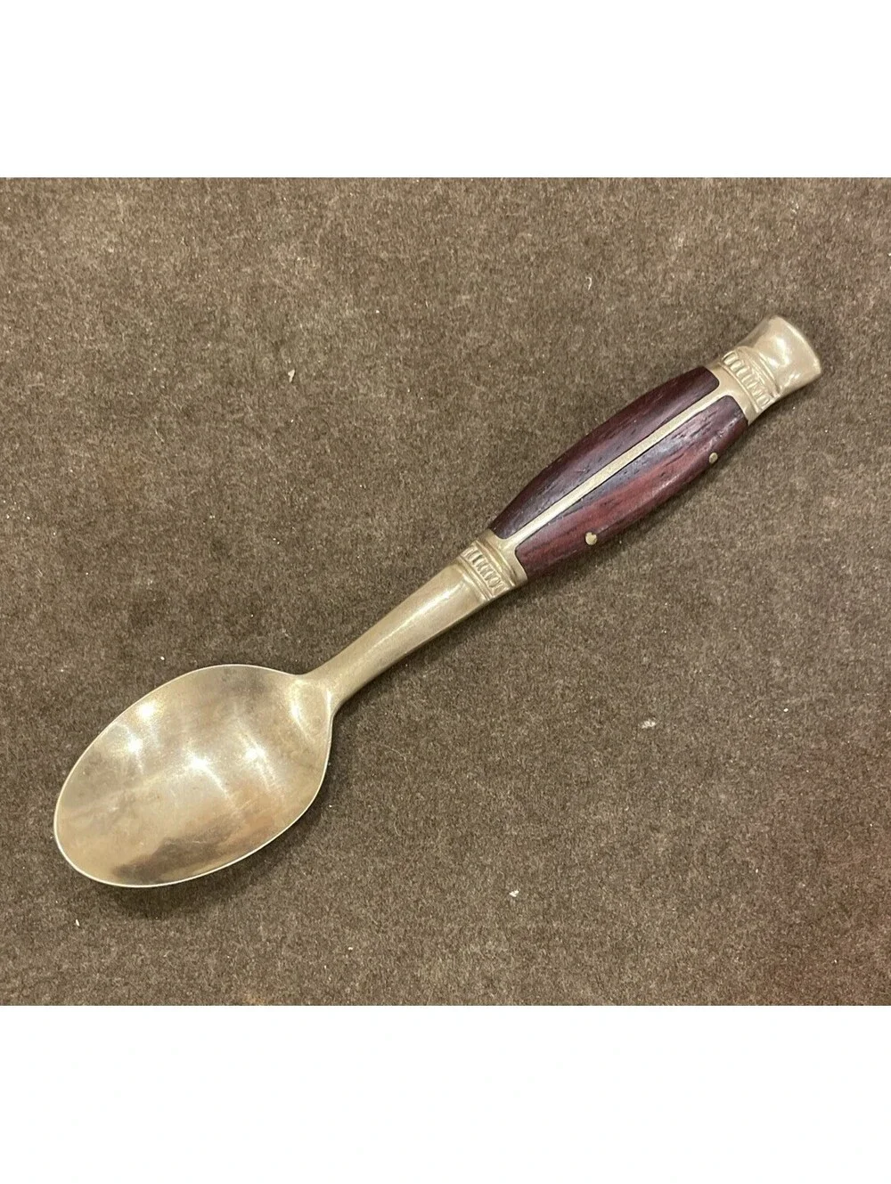 Vintage Brass/Wood Child's Spoon Stamped Thailand 4-3/4” HTF